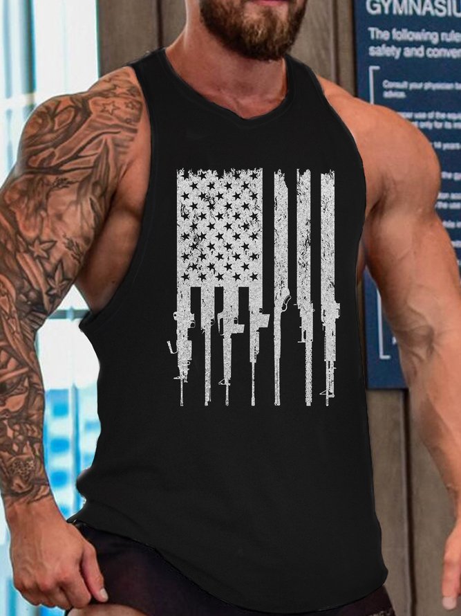 Rifle Flag Men's Sleeveless Casual Tank Top