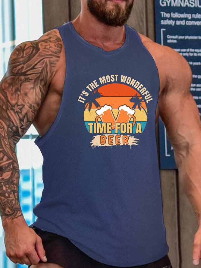 Time For A Beer Men's Sleeveless Crew Neck Tank Top