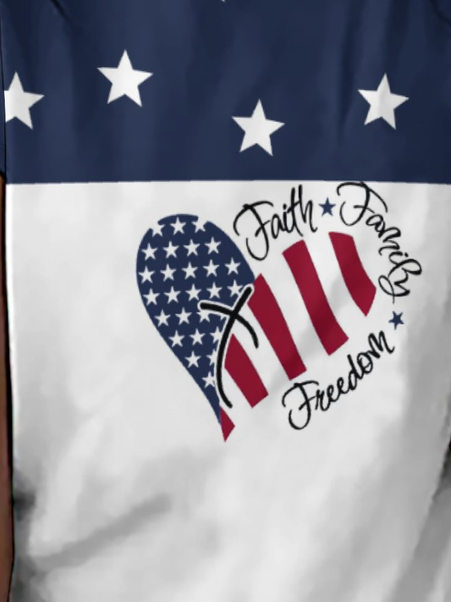American Flag Star Faith Freedom Loosen T-Shirt