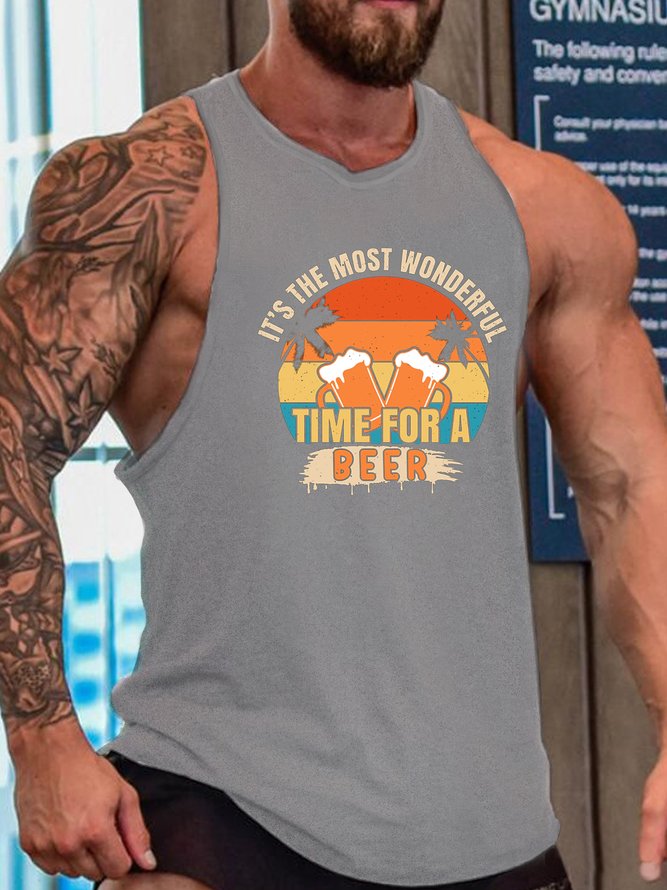 Time For A Beer Men's Sleeveless Crew Neck Tank Top