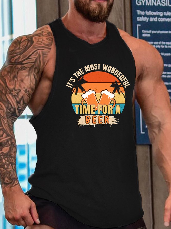 Time For A Beer Men's Sleeveless Crew Neck Tank Top