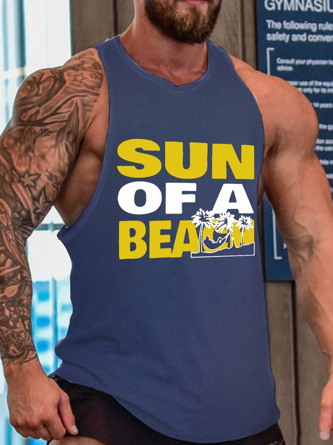 Sun Of A Beach Men's Text Letters Tank Top