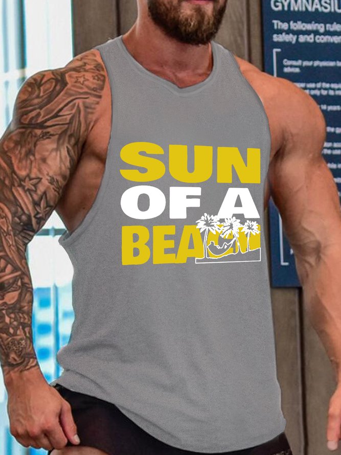 Sun Of A Beach Men's Text Letters Tank Top