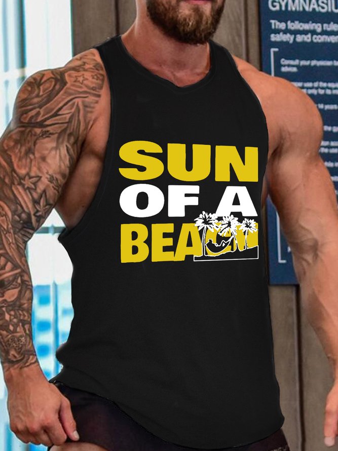 Sun Of A Beach Men's Text Letters Tank Top