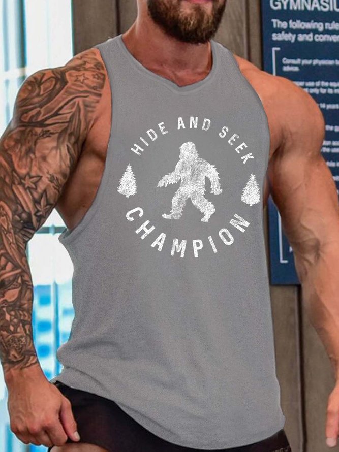 Men Orangutan Text Letters Loose Tank Top