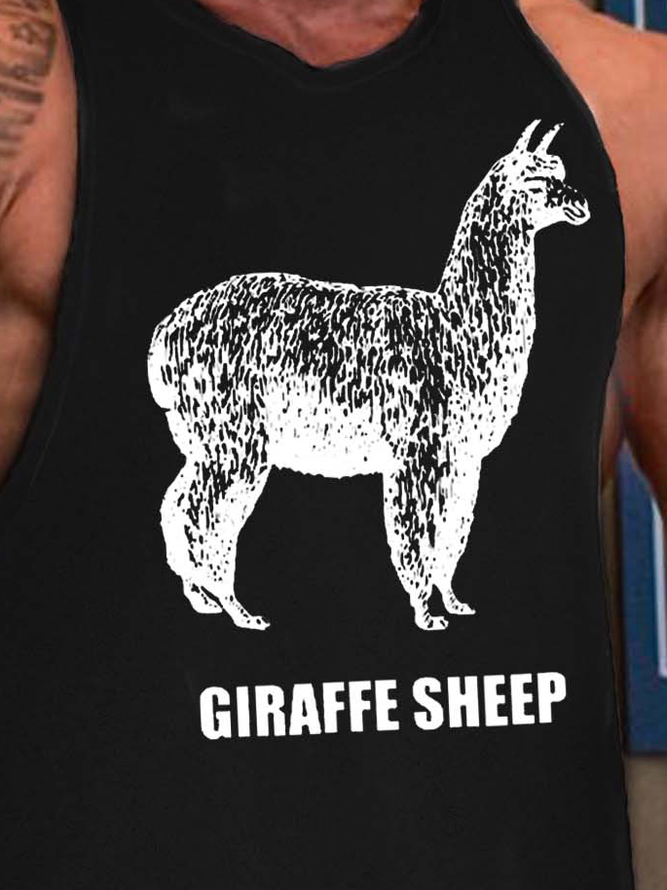 giraffe sheep men’s Text Letters Tank Top