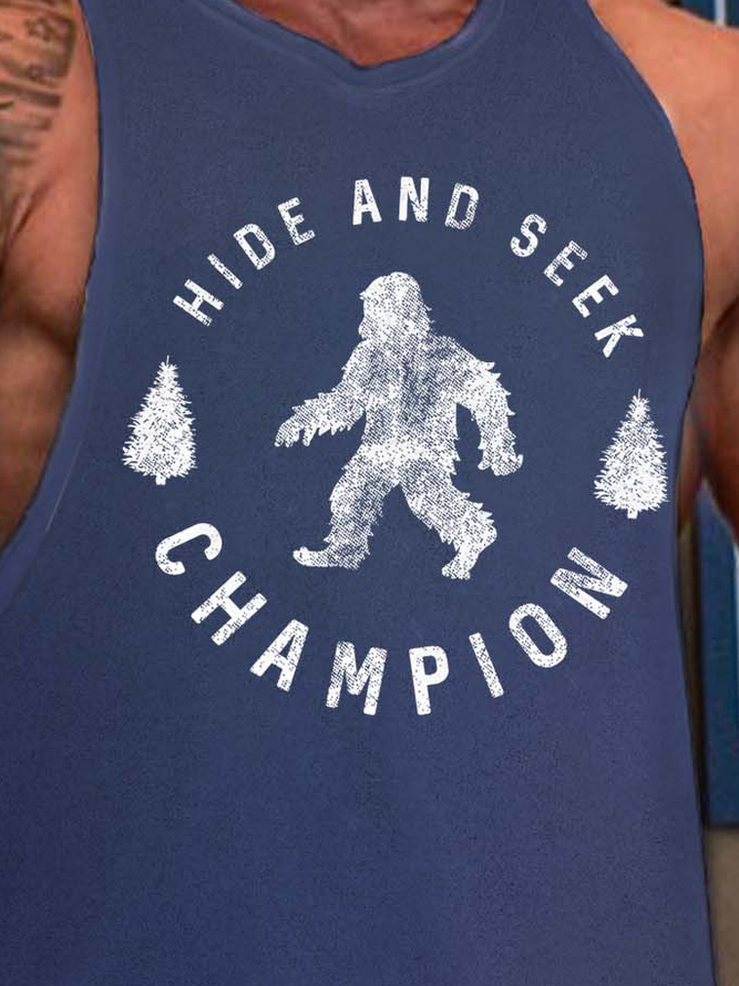 Men Orangutan Text Letters Loose Tank Top