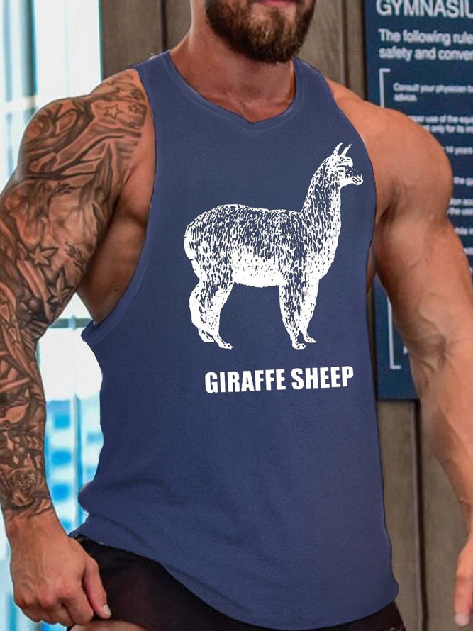 giraffe sheep men’s Text Letters Tank Top