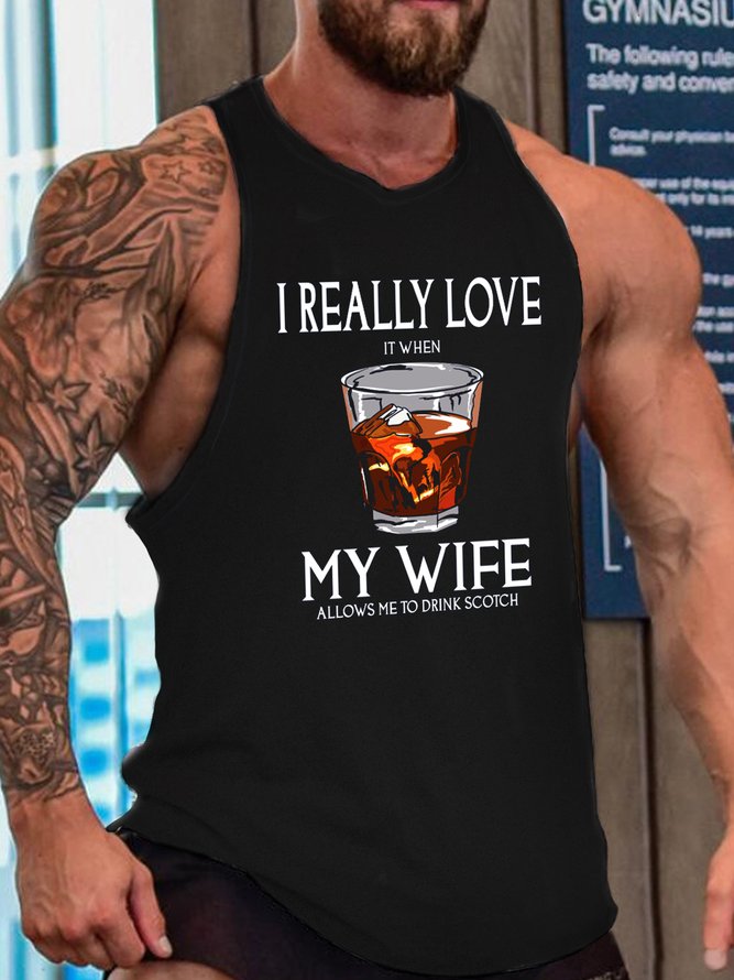 I Really Love My Wife Funny Crew Neck Tank Top