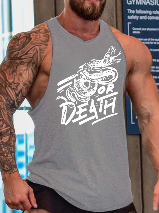 Men Snake Letter Printing Loose Tank Top