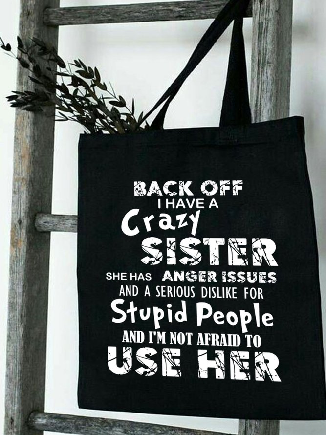 Funny teasing my sister shopping tote bags