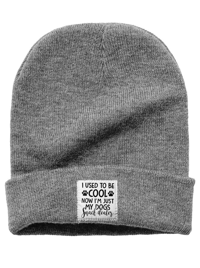 I Used To Be Cool Now I'm Just My Dogs Snack Dealer Funny Animal Dog Letter Beanie Hat