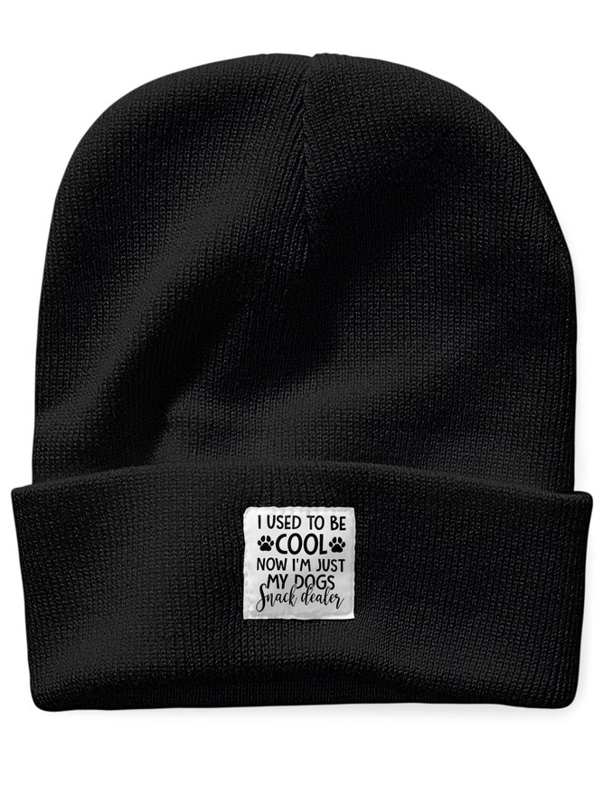 I Used To Be Cool Now I'm Just My Dogs Snack Dealer Funny Animal Dog Letter Beanie Hat