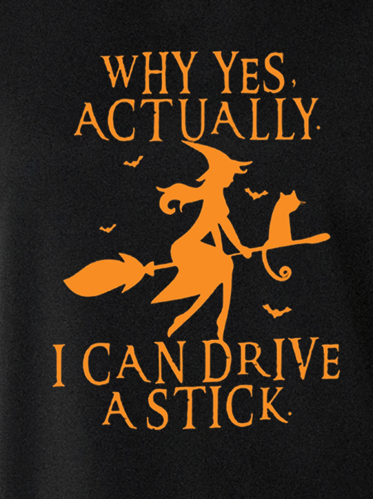Women Funny Graphic Yes I Can Drive A Stick V Neck Simple Sweatshirt