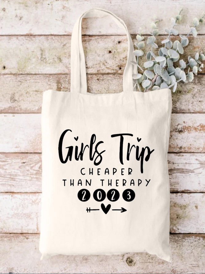 Girls Trip Cheaper Than Therapy Family Text Letter Shopping Tote Bag