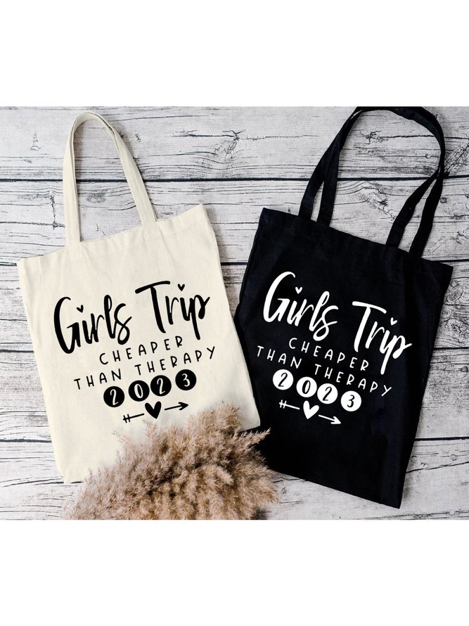 Girls Trip Cheaper Than Therapy Family Text Letter Shopping Tote Bag