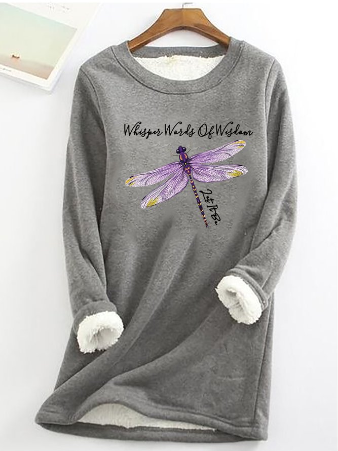 Women Dragonfly Whisper Words of Wisdom Let it Be Warmth Fleece Sweatshirt