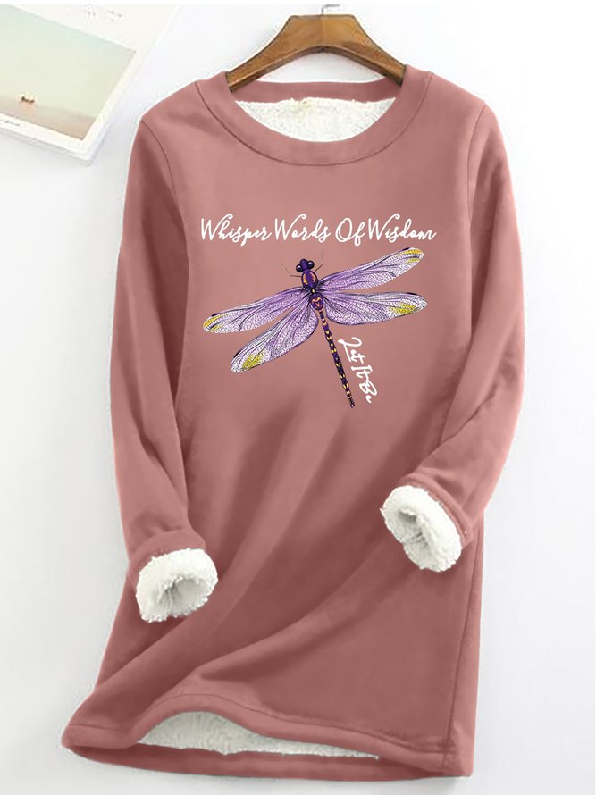 Women Dragonfly Whisper Words of Wisdom Let it Be Warmth Fleece Sweatshirt
