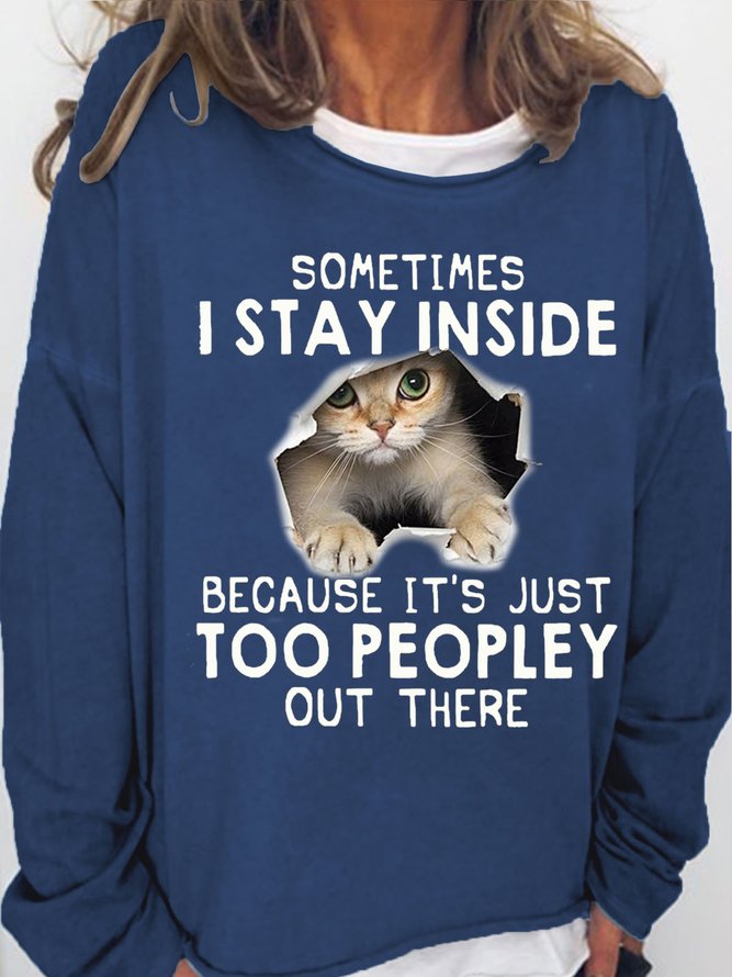 Women’s Funny Letter Cat Print Casual Sweatshirt