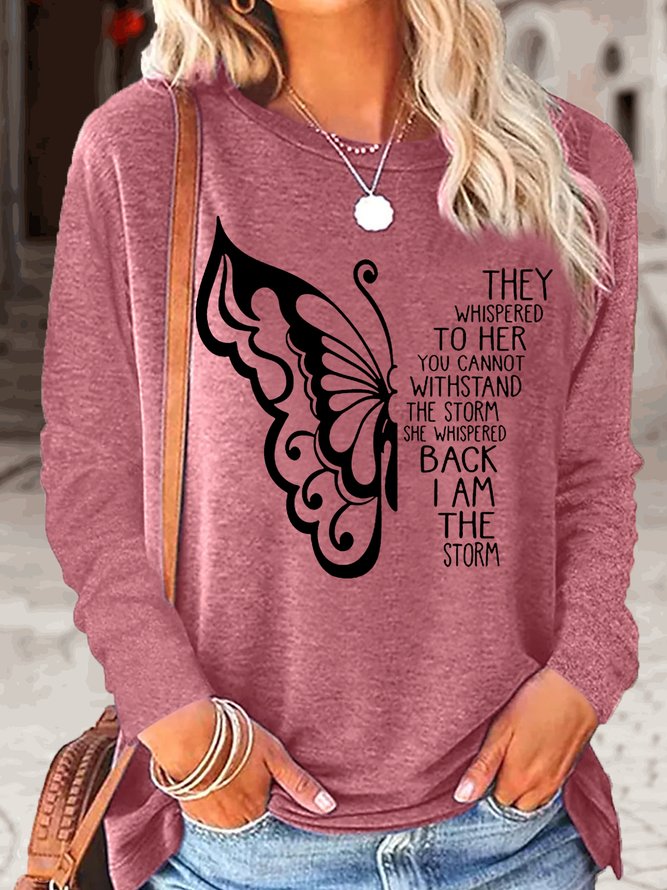 Women's Butterfly Letters Casual Top