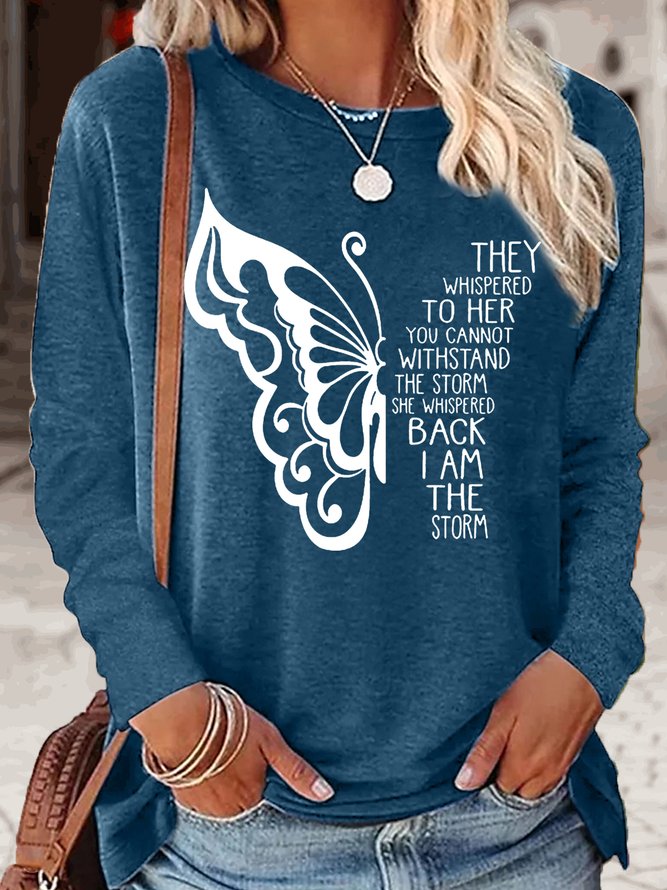 Women's Butterfly Letters Casual Top