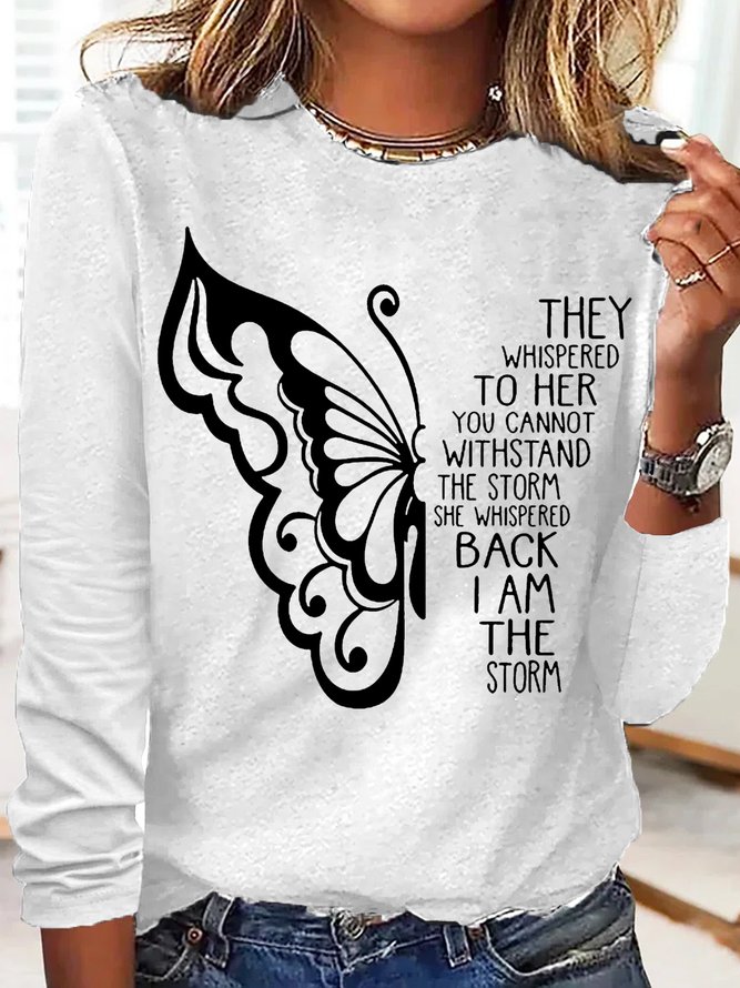 Women's Butterfly Letters Casual Top