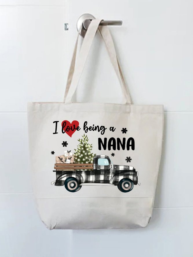 I Love Being A Nana Family Text Letters Casual Shopping Tote Bag