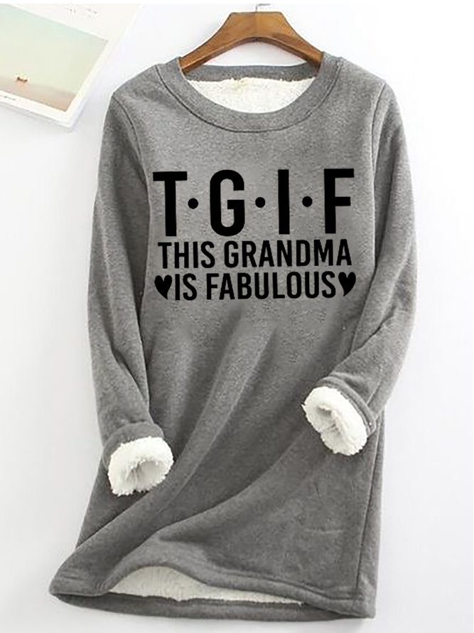 Women‘s Funny Word This Grandma Is Fabulous Simple Loose Crew Neck Text Letters Sweatshirt