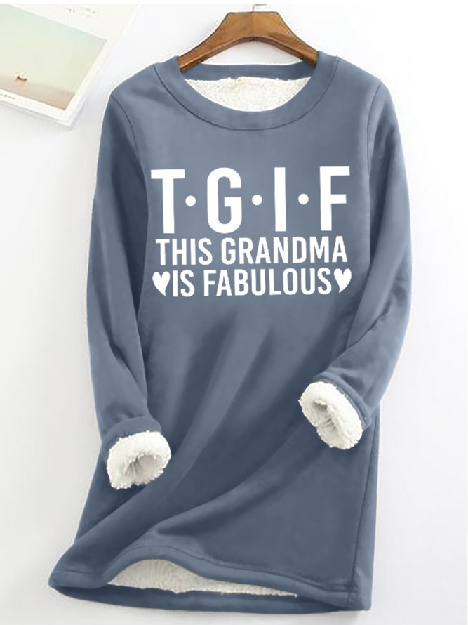 Women‘s Funny Word This Grandma Is Fabulous Simple Loose Crew Neck Text Letters Sweatshirt
