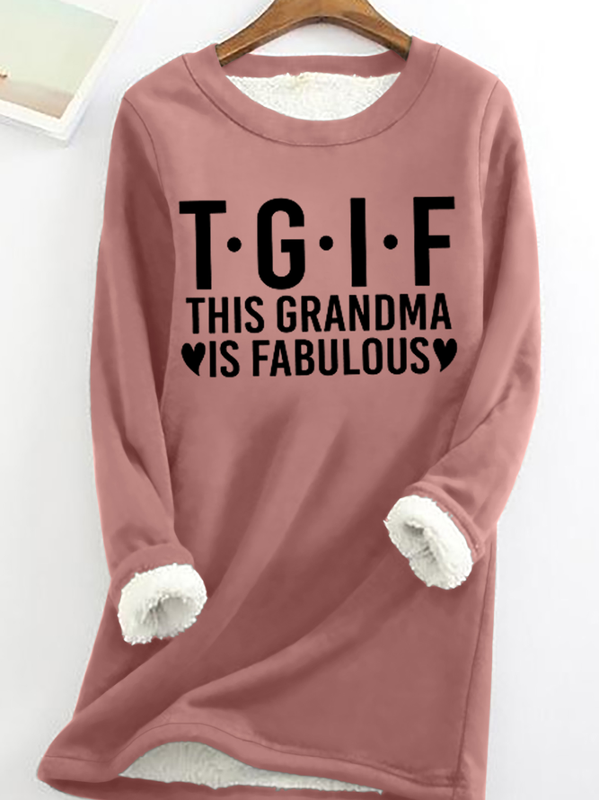 Women‘s Funny Word This Grandma Is Fabulous Simple Loose Crew Neck Text Letters Sweatshirt