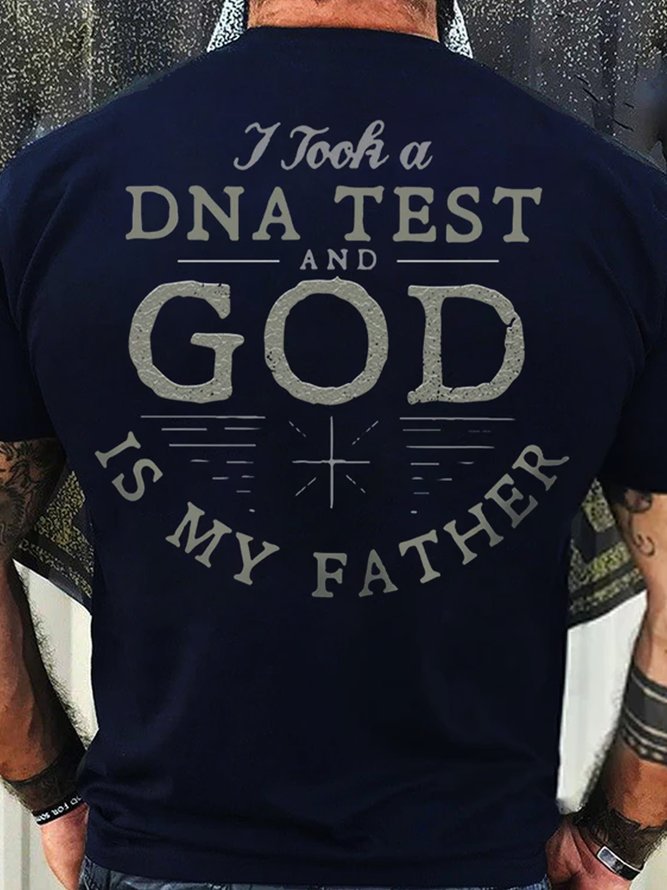 Men's God Father Letters Cotton Crew Neck Casual T-Shirt