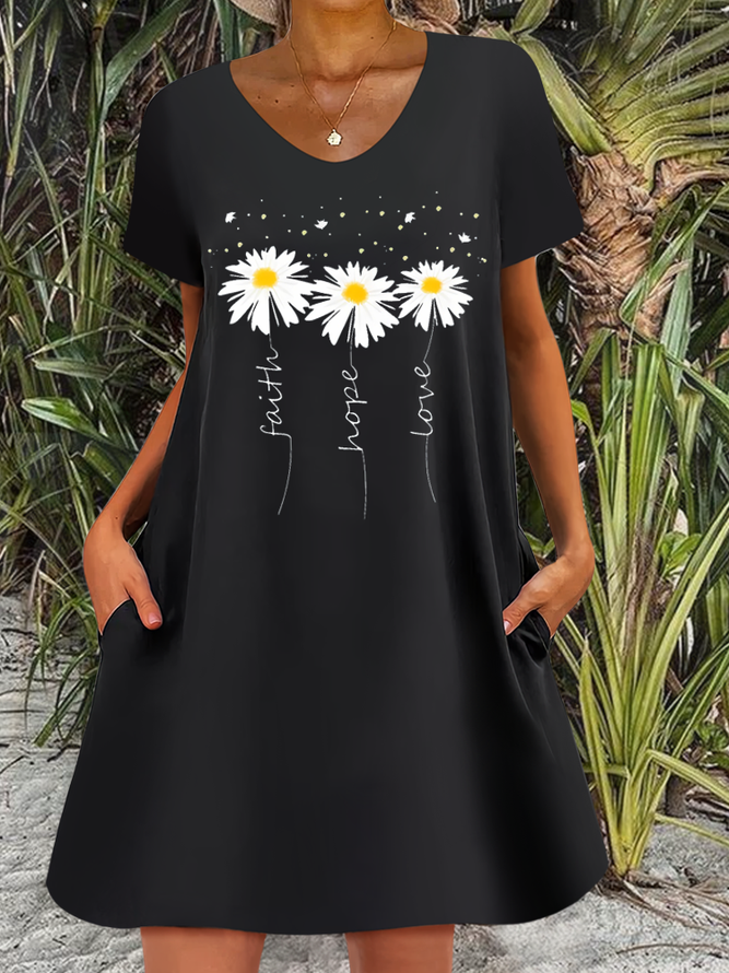 Women's Faith Hope Loose Daisy Casual Dress