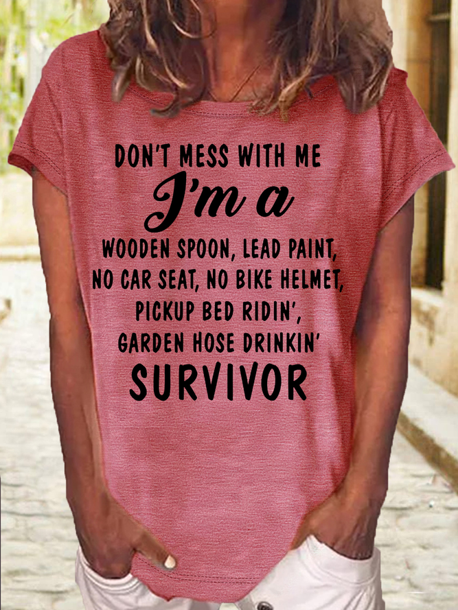 Women's Don't Mess With Me Funny Letter Crew Neck Casual T-Shirt