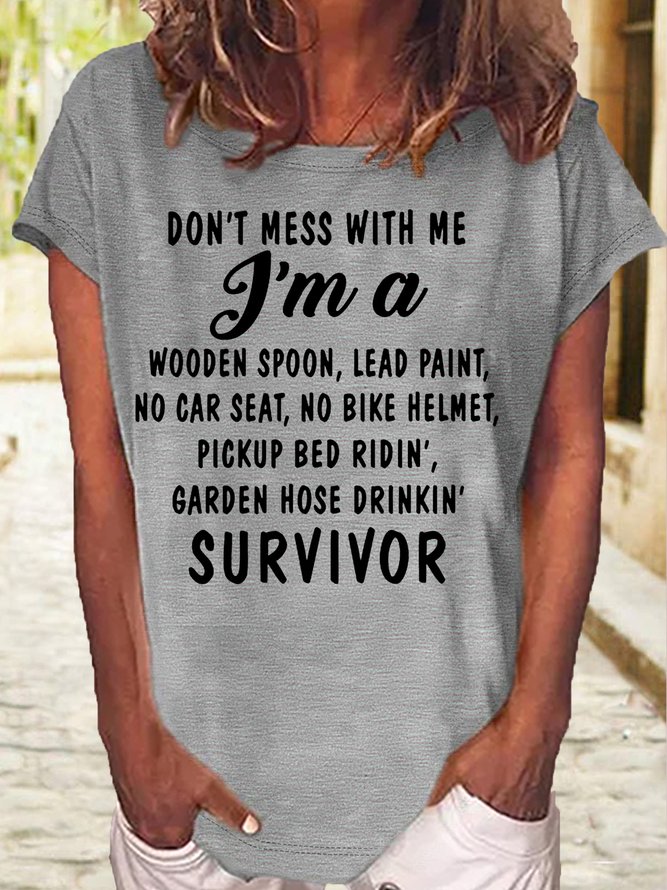 Women's Don't Mess With Me Funny Letter Crew Neck Casual T-Shirt