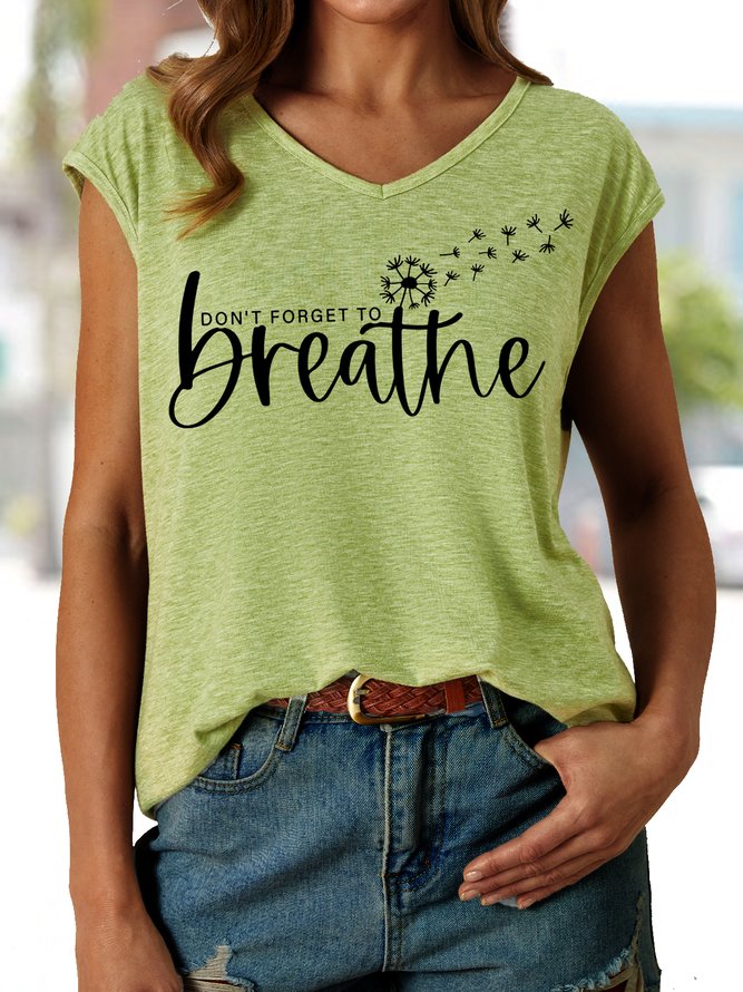 Women's Don't Forget to Breathe Casual V Neck Tank Top