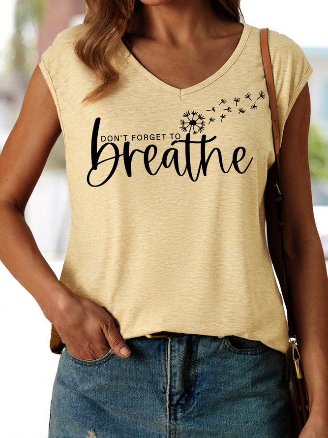 Women's Don't Forget to Breathe Casual V Neck Tank Top
