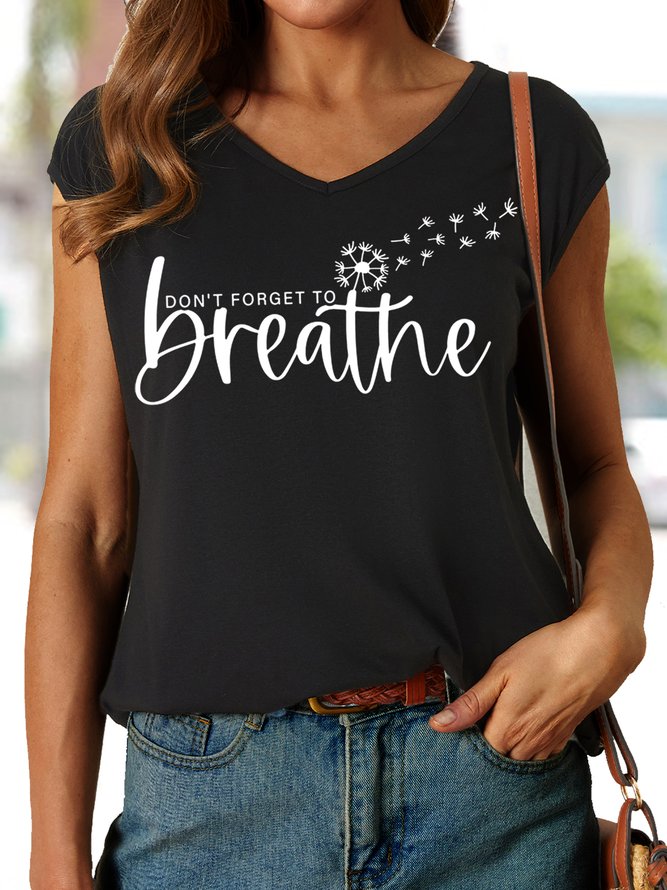 Women's Don't Forget to Breathe Casual V Neck Tank Top