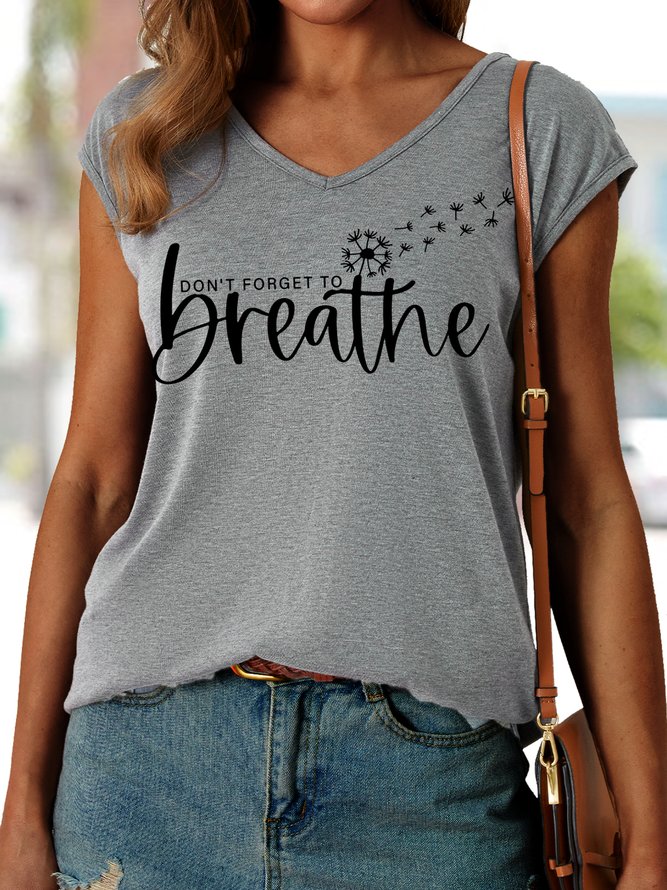 Women's Don't Forget to Breathe Casual V Neck Tank Top