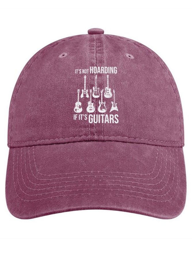 It Is Not Hoarding If It’S Guitars Funny Graphic Print Casual Text Letters Adjustable Denim Hat