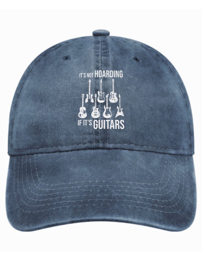 It Is Not Hoarding If It’S Guitars Funny Graphic Print Casual Text Letters Adjustable Denim Hat