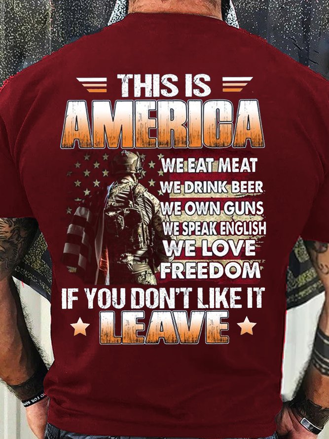Men's Cotton This Is America If You Don't Like It Leave T-Shirt