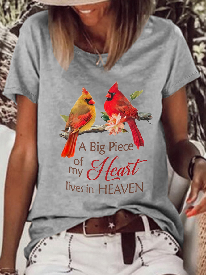 Women‘s A Big Piece Of My Heart Casual Crew Neck T-Shirt