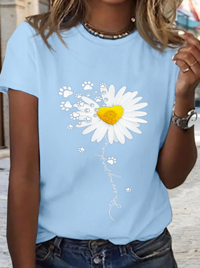 Women's Daisy You Are My Sunshine Special Lovely Dog Simple Loose T-Shirt