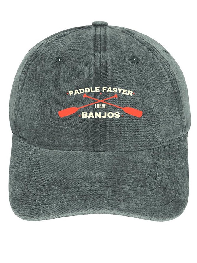 Men's /Women's Paddle Faster I Hear Banjos Graphic Printing Regular Fit Adjustable Denim Hat