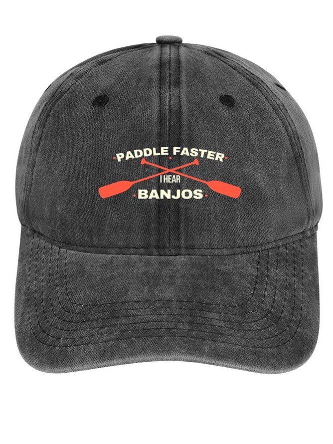 Men's /Women's Paddle Faster I Hear Banjos Graphic Printing Regular Fit Adjustable Denim Hat
