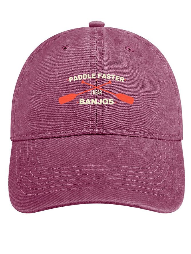 Men's /Women's Paddle Faster I Hear Banjos Graphic Printing Regular Fit Adjustable Denim Hat