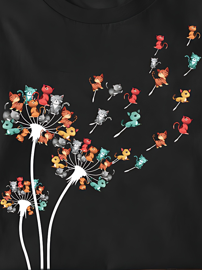Women's Cat Dandelion Casual Cotton-Blend Shirt