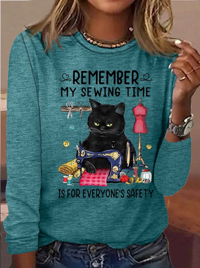 Women's Remember My Sewing Time Is For Everyone's Safety Humor Casual Shirt