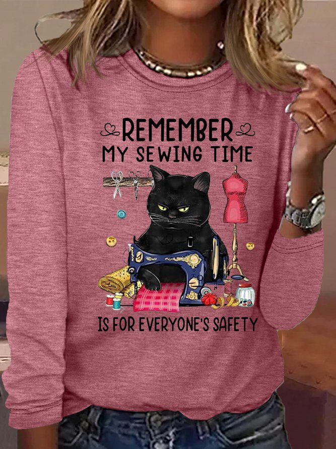 Women's Remember My Sewing Time Is For Everyone's Safety Humor Casual Shirt