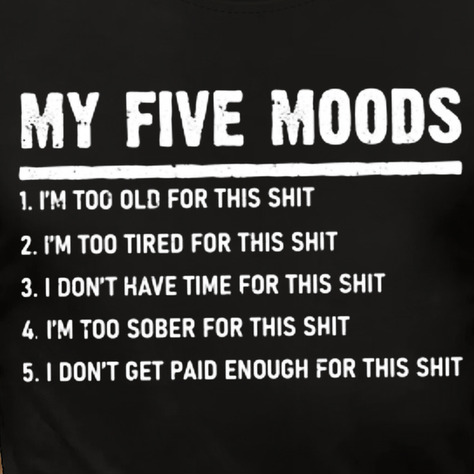 Womens Cotton My Five Mood Letters Crew Neck Casual T-Shirt